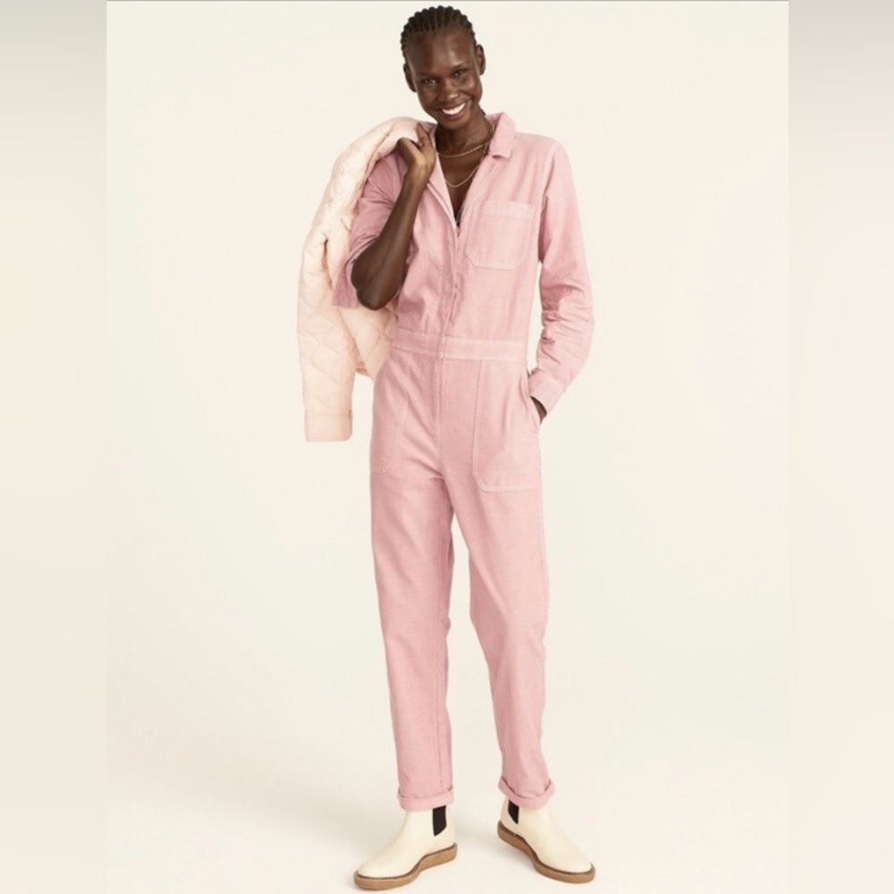 NWT J Crew Foundry Garment Dyed Corduroy Coverall Jumpsuit Rose Pink Size 6